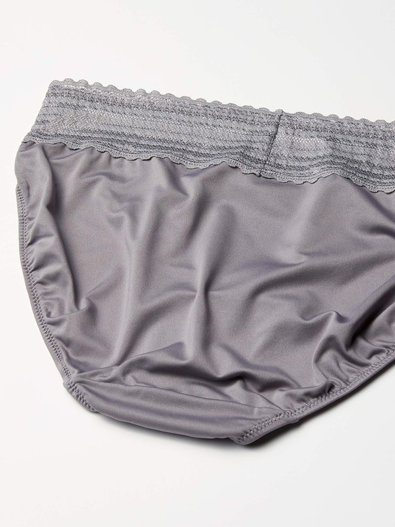 Warner's womens Blissful Benefits No Muffin Micro Hi-cut Panties With Lace Multipack Underwear, Smoked Pearl/White/Toasted Almond, Large US - Image 2